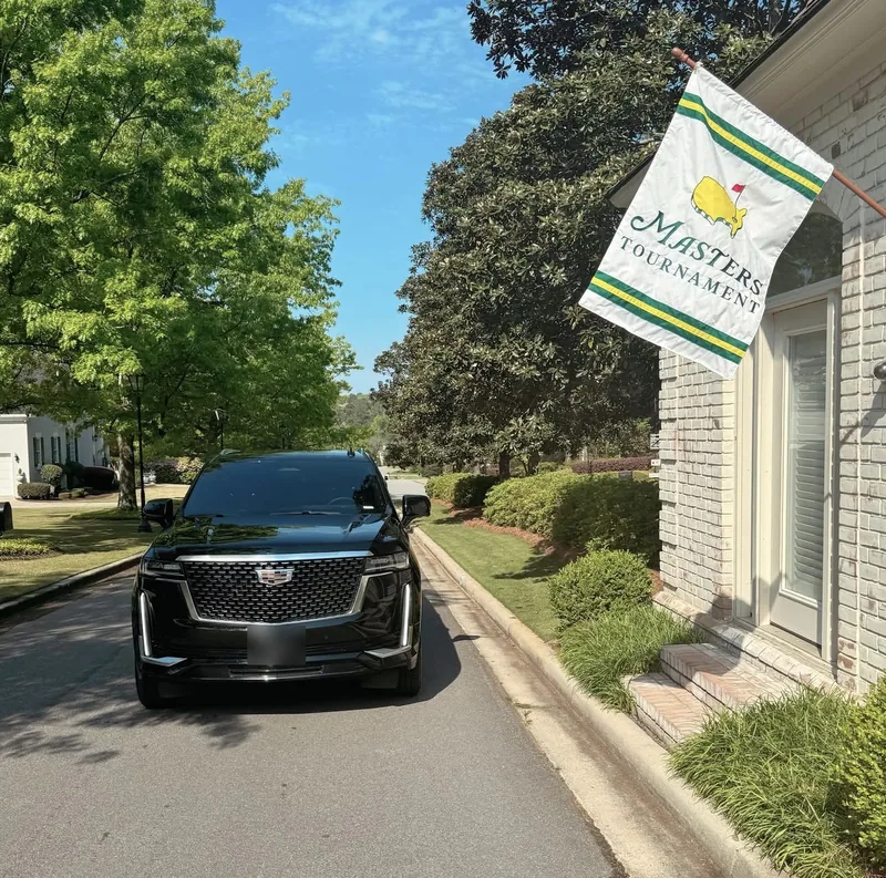 Black Escalade staged outside a home in Augusta during tournament week