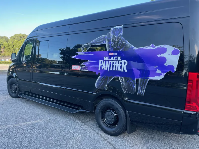 Sprinter van with a full studio film wrap
