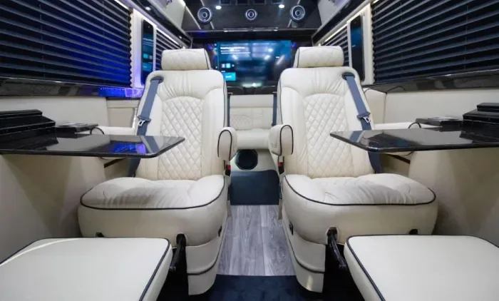 Sprinter Jet captain's chairs and work tables