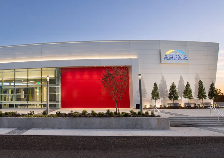 Gateway Center Arena at College Park at dusk