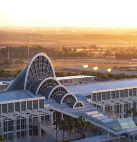 Orange County Convention Center in Orlando at sunrise